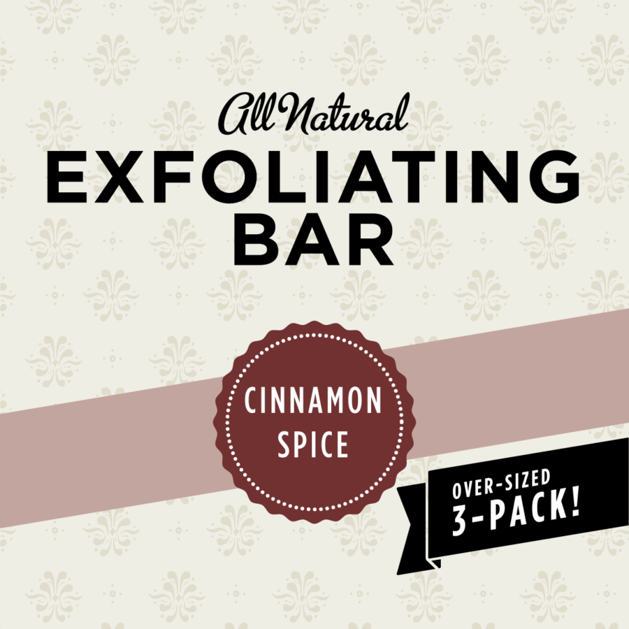 organic exfoliating bar, cinnamon scrub bar