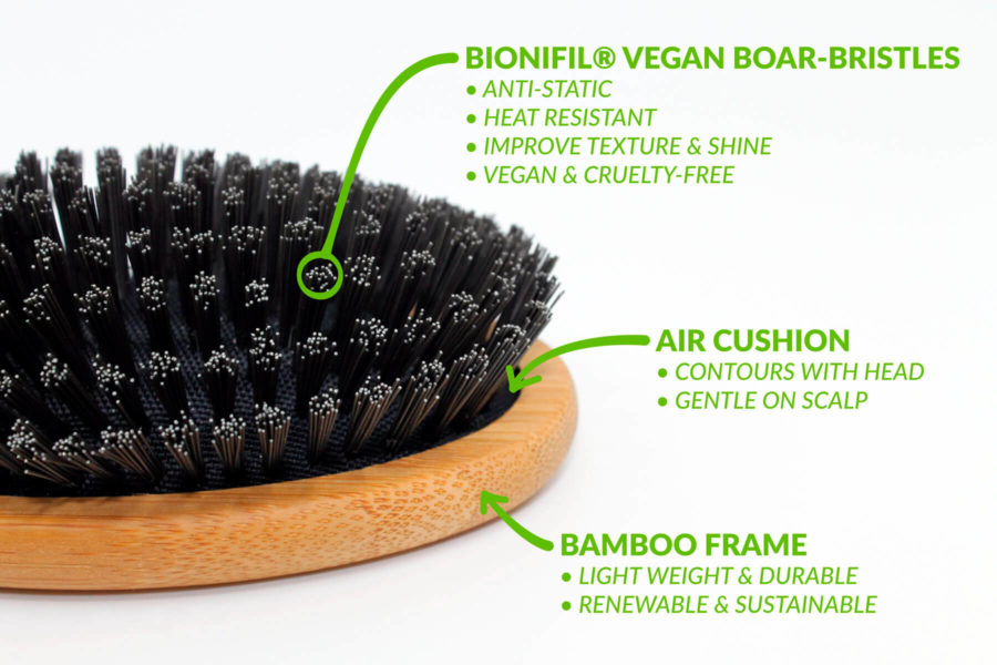 vegan boar-bristle brush, vegan hair brush, vegan boar brush