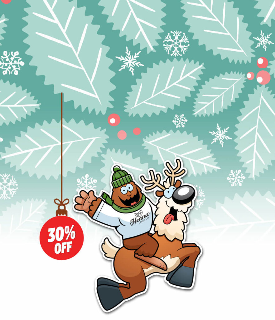 Illustration of bigfoot on a reindeer. Text reads: Holiday Bundle Sale. 4 colors or treatments for $39.98 and Free Shipping for US only. 30% OFF.