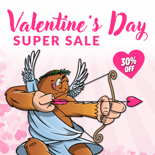 Cupid Bigfoot illustration. Valentine's Day Super Sale product.