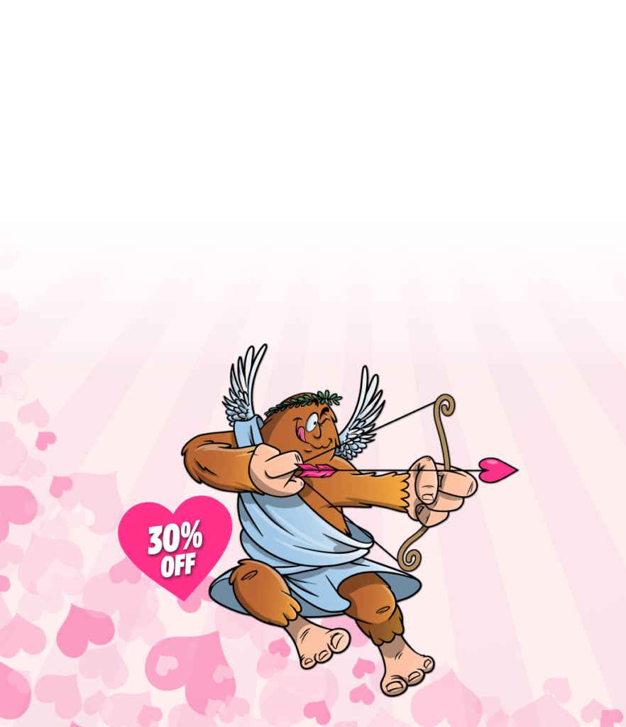 Cupid Bigfoot illustration. Valentine's Day Super Sale product.
