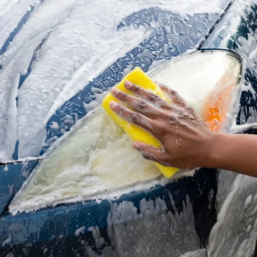 Image of cleaning car with rich lather.