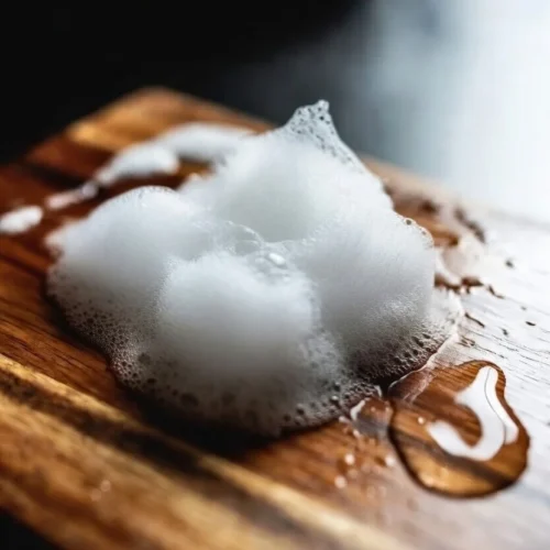 Image of lather on wood board.