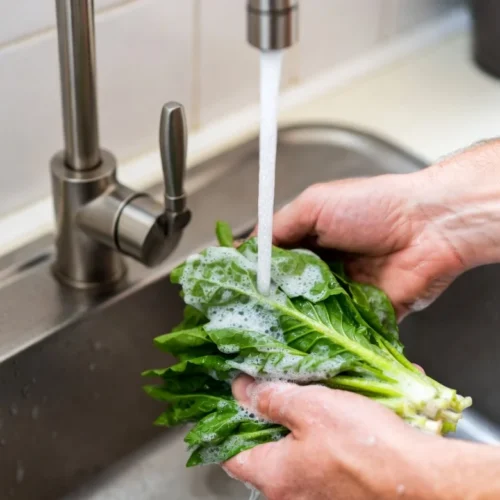 Image of cleaning lettuce.