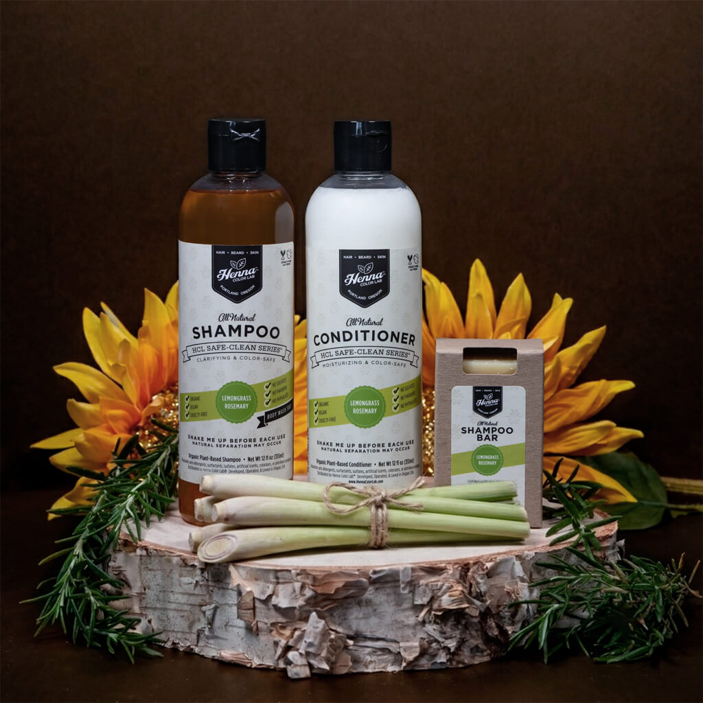 Lemongrass-rosemary hair care collection: lemongrass shampoo, rosemary shampoo, organic shampoo, lemongrass conditioner, lemongrass hair conditioner, rosemary hair conditioner