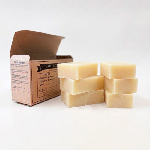 6-pack soft rose shampoo bars stacked outside box.