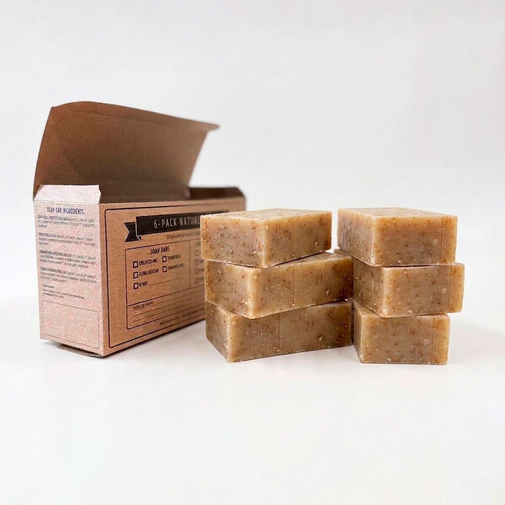 6-pack timber fresh body bars stacked outside box.