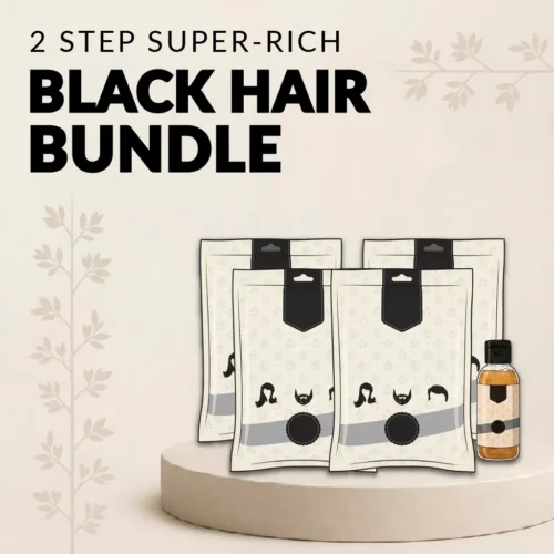 Henna hair dye 2-step rich black hair bundle.