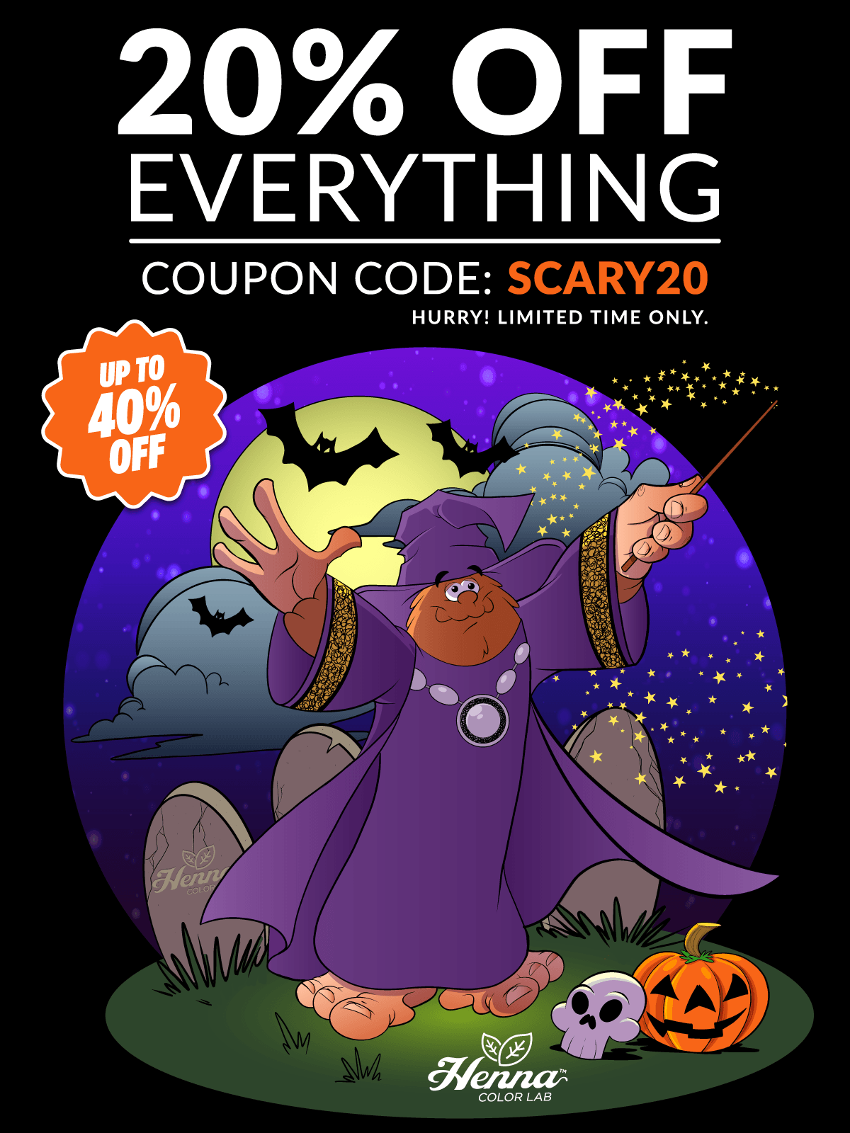 20% OFF Everything Halloween Sale: Promo "SCARY20"