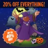 Bigfoot wizard image. Noting the Halloween Sale: 20% OFF EVERYTHING!