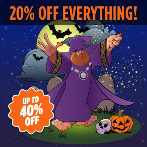 Bigfoot wizard image. Noting the Halloween Sale: 20% OFF EVERYTHING!